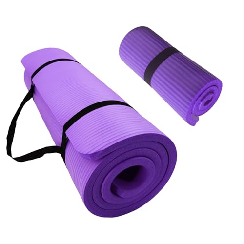 Extra Dicke, ReißFeste Allzweck-Yogamatte mit Hoher Dichte und Knieschoner mit Tragegurt(Purple,72 * 36inch-10mm) von AHTCPO