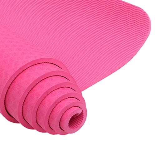 Rutschfeste Yogamatte, Pilates-Fitnessmatten, ReißFeste 6/8 mm Dicke Yogamatten für Frauen, Trainingsmatten für Heimtraining(Red,72 * 24 * 0.32 inch) von AHTCPO