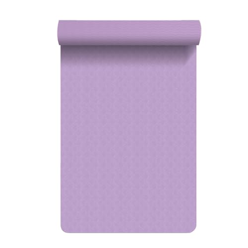 Rutschfeste Yogamatte Beidseitig – Extra Breite, Dicke Yogamatte für Frauen MäNner, Professionelle Tpe-Yogamatten, mit Tragegurt(Purple,72 * 32 * 0.32 inch- body line) von AHTCPO