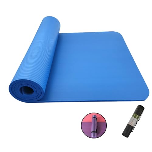 Yogamatte, Rutschfeste, ReißFeste Fitnessmatten, Trainingsmatten für Frauen und MäNner, Heimtraining mit Tragegurt und Aufbewahrungstasche(Blue,72 * 36inch-15mm) von AHTCPO