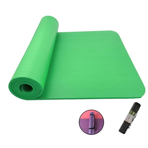 Yogamatte, Rutschfeste, ReißFeste Fitnessmatten, Trainingsmatten für Frauen und MäNner, Heimtraining mit Tragegurt und Aufbewahrungstasche(Green,72 * 24inch-10mm) von AHTCPO