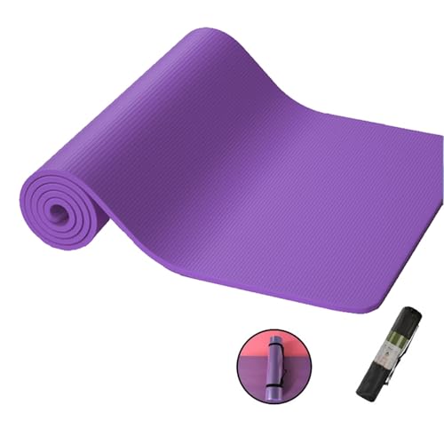 Yogamatte, Rutschfeste, ReißFeste Fitnessmatten, Trainingsmatten für Frauen und MäNner, Heimtraining mit Tragegurt und Aufbewahrungstasche(Purple,72 * 36inch-10mm) von AHTCPO