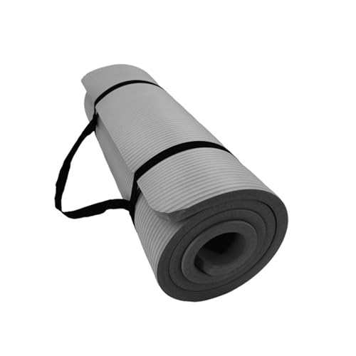 Yogamatte, Rutschfeste Fitness-Yogamatten, Trainingsmatten für Frauen und MäNner, Heimtraining mit Tragegurt(Gray,72 * 36inch-10mm) von AHTCPO