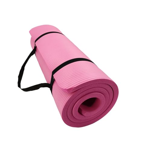 Yogamatte, Rutschfeste Fitness-Yogamatten, Trainingsmatten für Frauen und MäNner, Heimtraining mit Tragegurt(Pink,72 * 24inch-10mm) von AHTCPO