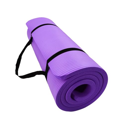 Yogamatte, Rutschfeste Fitness-Yogamatten, Trainingsmatten für Frauen und MäNner, Heimtraining mit Tragegurt(Purple,72 * 32inch-10mm) von AHTCPO