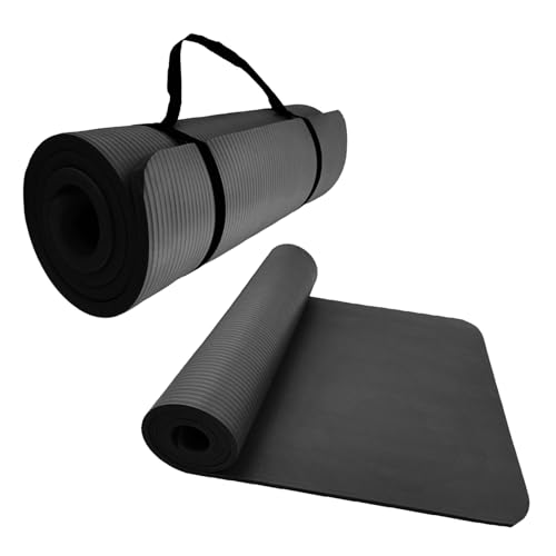 Yogamatte, Trainingsmatten 10/15 mm Tpe, Rutschfest, Extra Dick, Hohe Dichte, für Yoga-Training, Pilates-Yogamatten für Frauen und MäNner(Black,72 * 32inch-10mm) von AHTCPO