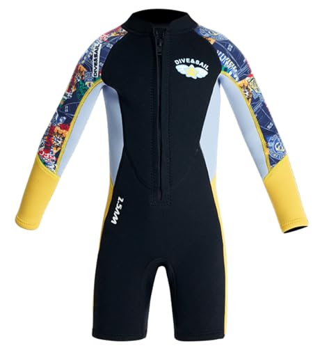 AIEOE-Wetsuit Kinder Neoprenanzug 2.5mm Langarm Jungen Taucheranzug Neopren Einteiler Badeanzüge UV-Schutz Neoprenanzug mit Reißverschluss für Tauchen Schwimmen Surfen Wassersport L Schwarz AIEOE-Wetsuit Kinder Neoprenanzug 2.5mm Langarm Jungen Taucheranzug Neopren Einteiler Badeanzüge UV-Schutz Neoprenanzug mit Reißverschluss für Tauchen Schwimmen Surfen Wassersport L Schwarz von AIEOE
