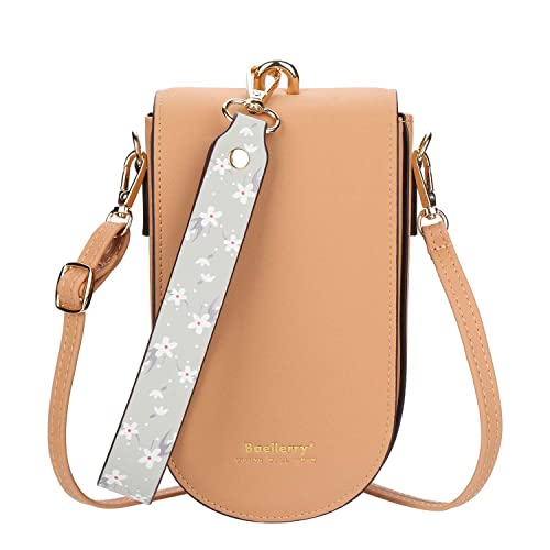 AIFILLE Handy Umhängetasche Damen Leder Handy Schultertasche Kleine Handytasche mit Kartenhalter Geldbörse Umhängen Crossbody Brieftasche Verstellbarer Schultergurt Portemonnaie Handy Tasche, Braun von AIFILLE