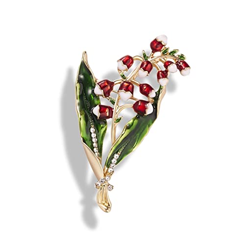 AIHEDOUJ Broschen für Damen, Elegante Strass-Magnolien-Blume, Emaille-Broschen, poliert, für Damen, Blumenstrauß, Hochzeit, Brosche, Pflanzenbrosche, modische Broschen (Metallfarbe: A) von AIHEDOUJ