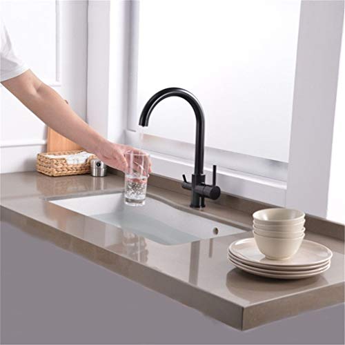 AIHEDOUJ Duschkopf Küchenarmaturen Waterful Taps Küchenarmaturen Mixer Trinkwasserfilter Wasserhahn Küchenspüle Wasserhahn mit Luftsprudler Wasserhahn 360 drehbar, Duschkopf aus gebürstetem Nickel von AIHEDOUJ