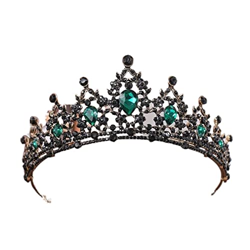 AIHEDOUJ Gold Brautkrone Kristall Hochzeit Haarschmuck Braut Tiara Edle Gold Tiara Strass Brautkrone Hochzeit Kopfschmuck (Größe: Rot) Stirnbänder (Größe: Grün) von AIHEDOUJ