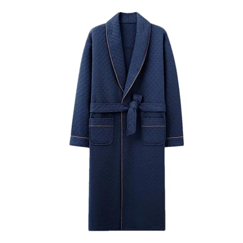 AIHEDOUJ Herren Winter Luxus Warmer Bademantel Baumwolle Plus Size Robe Herren Kimono Herren Eleganter Bademantel (2 XXL) von AIHEDOUJ