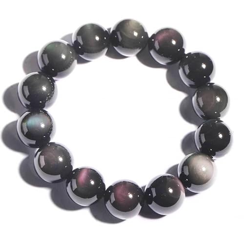 AIHEDOUJ Katzenauge-Obsidian-Armband, Herren-Armband, natürlicher Obsidian-Stein, Perlenkristalle, Armband, personalisierte Schutzarmbänder für Männer und Frauen, Geburtstag von AIHEDOUJ