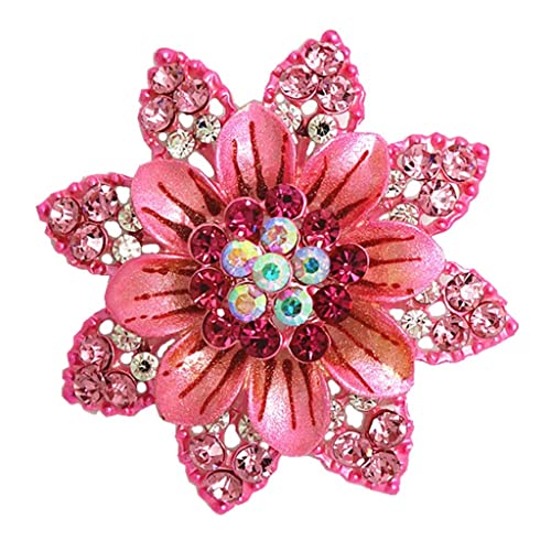 AIHEDOUJ Legierung Emaille rosa Blume Brosche Pin Kristall Broschen Damen Bekleidungszubehör (Farbe: A, Größe: Einheitsgröße) (A Einheitsgröße) von AIHEDOUJ