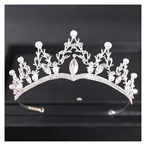 AIHEDOUJ Silber Farbe Kristall Krone Frauen Braut Hochzeit Strass Prinzessin Diadem Tiara Haarschmuck Zubehör Kopfschmuck (Größe: Silber) Stirnbänder (Größe: Silber) von AIHEDOUJ