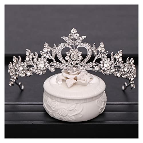 AIHEDOUJ Trendy Kristall Strass Krone Blume Diadem Tiara Hochzeit Haarschmuck Braut Haarschmuck Braut Haarschmuck Party Geschenk (Größe: 27) Stirnbänder (Größe: Silber) von AIHEDOUJ