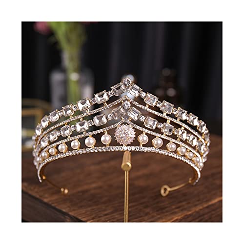 AIHEDOUJ Vintage Kristallkrone Tiaras Braut Strass Krone und Tiara Hochzeit Haarschmuck Braut Haarschmuck Geschenk (Größe: Rot) Stirnbänder (Größe: Silber) von AIHEDOUJ