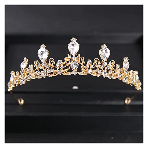 AIHEDOUJ Vintage Krone Tiara Diadem Silber Farbe Kristall Strass Krone und Tiaras Braut Haarschmuck Hochzeit Haarschmuck (Größe: Gold) Stirnbänder (Größe: Schwarz) von AIHEDOUJ