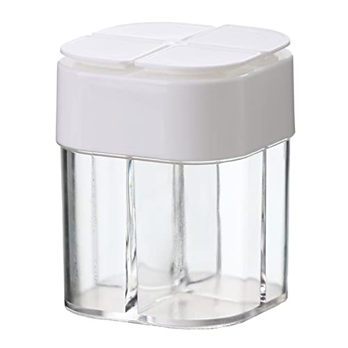 AIHEDOUJ Zuckerdose, 4-in-1-Gewürzbehälter, Glas-Set, Salz- und Pfeffer-Gewürzflaschendeckel, Küchengewürz-Menge, Aufbewahrungsbehälter (weiß) von AIHEDOUJ