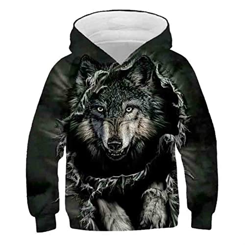 AIHERQG Jungen Mädchen Wolf Muster Hoodies Herbst Winter Teen Kinder Tier Hoodie Infantil Kleinkind Junge Kostüme Sweatshirt Kleidung(Tyw-2514,120) von AIHERQG