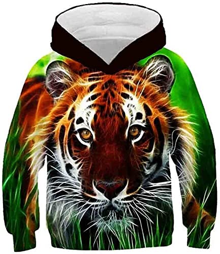 AIHERQG Kids 3D Hoodies Animal Print Sweatshirt mit Pocket Tiger Hoodie Sweatshirt Kids Tracksuit Jackets(140) von AIHERQG