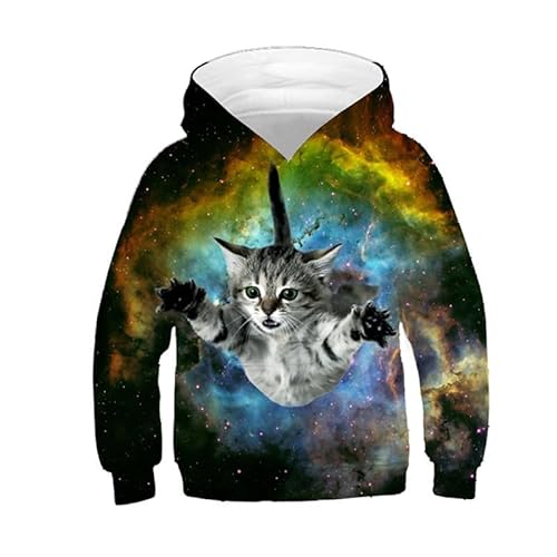 AIHERQG Kinder 3D Hoodies Jungen Mädchen Bunte Galaxie Schöne Tier Katze Mit Kapuze Sweatshirts Kinder Pullover Kleidung(Red1,140) von AIHERQG