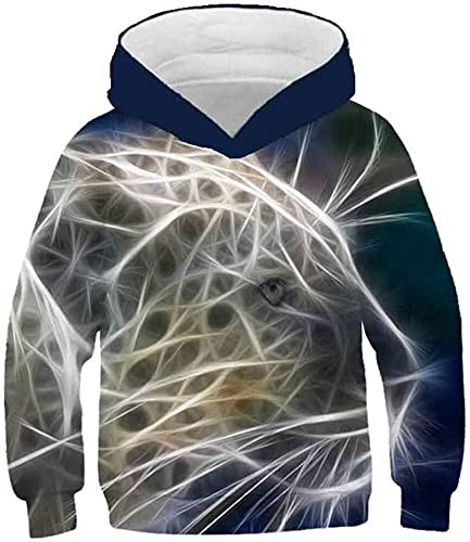 AIHERQG Unisex 3D-Kapuzenpullis for Kinder, modische Tiger-Kapuzenpullover for Jungen/Mädchen, 3D-Sweatshirts mit Hut, Tiermotiv, Tiger-Kapuzenpullover, Kinder-Trainingsanzugsjacken(150) von AIHERQG