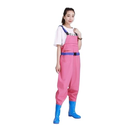 AIJILI Wathose Damen Wathosen Angelhose, Outdoor Brust Wathosen, Leichte Nylon/PVC Angelhose Jagdstiefel for Sport Garten Strand Wathosen(Pink,36) von AIJILI