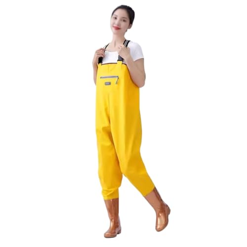 AIJILI Wathose for Kinder, Wathose for Jugendliche mit Stiefeln, Wathose for Damen, wasserdichte Wathose mit Stiefelfuß(Yellow,38) von AIJILI