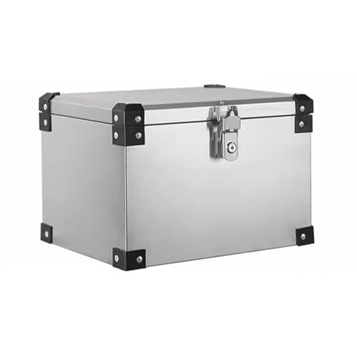 Top Box for Motorcycle, 21.8L 28L 42L 55L 68L 88L Luggage Tour Pack Top Box Waterproof Storage Carrier Case Stainless Steel Motorcycle Tail Box for Motorbike Moped Back Case(Farbe:Silver 1,Größe:88L) von AIJILI