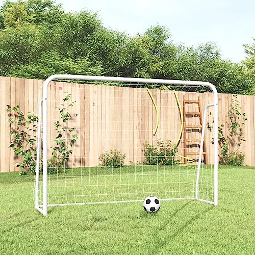 Sportartikel Fußballtor mit Netz, weiß, 214 x 75 x 152 cm, Stahl und Polyester von AIJUUKJP