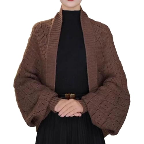 AILYFIRMO Weicher Damenschal mit Ärmeln, Strickpullover-Cape für Herbst und Winter, Multifunktionsschal mit Ärmeln (Brown,One Size) von AILYFIRMO