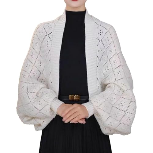 AILYFIRMO Weicher Damenschal mit Ärmeln, Strickpullover-Cape für Herbst und Winter, Multifunktionsschal mit Ärmeln (White,One Size) von AILYFIRMO