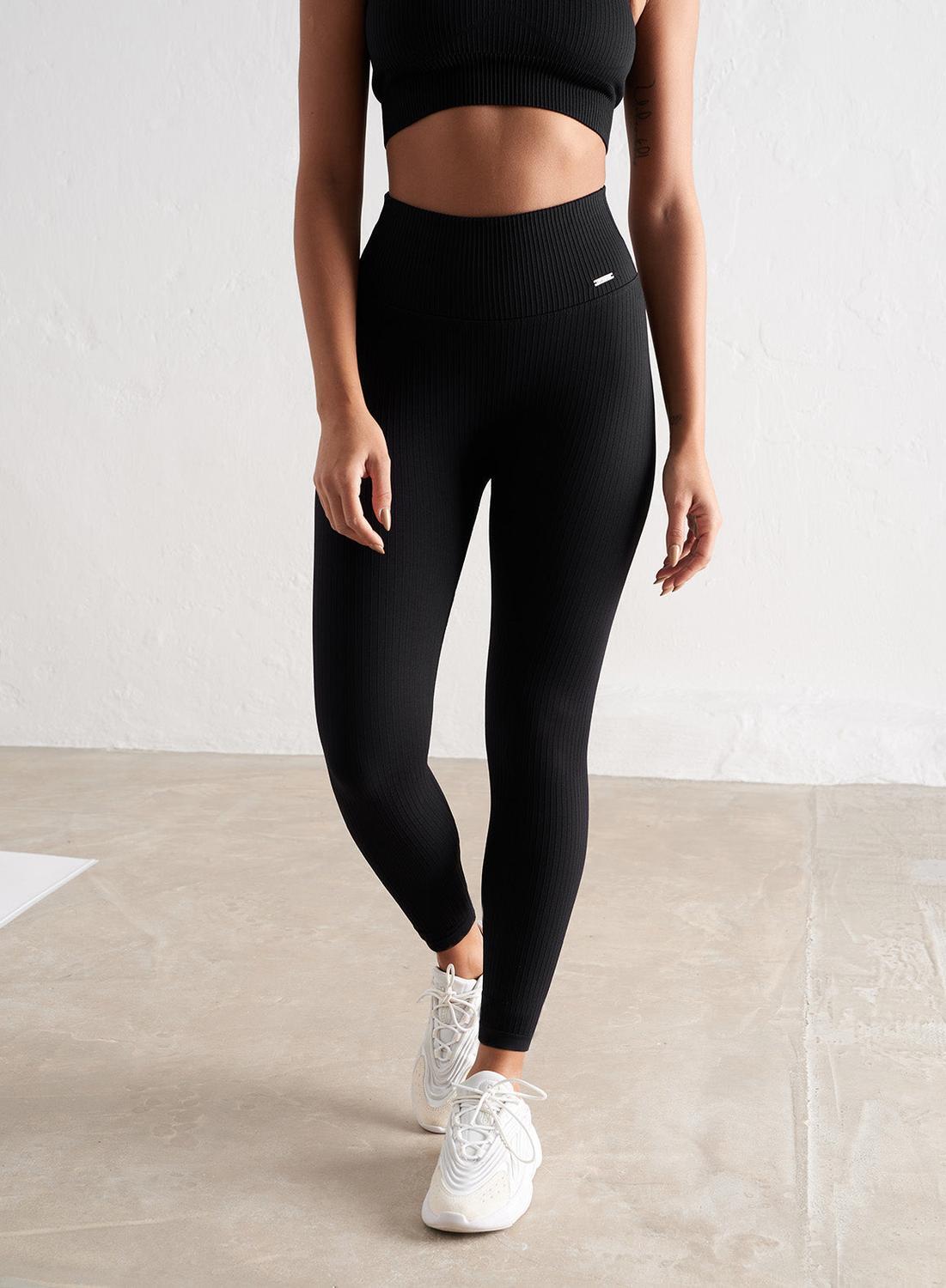 Leggings Ribbed Seamless Yoga Damen Schwarz aim'n von AIM'N