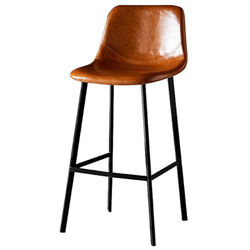 AIMWTHGX Barhocker, Retro-Stuhl mit Fußstütze aus Metall, Barhocker für den Esszimmer-Schönheitssalon, Sitzlehne aus PU-Leder und quadratischer Rahmen aus Kohlenstoffstahl Chaser of Light von AIMWTHGX