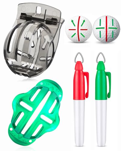 AINTY Golfball Markierer, 2-Pack Golf Ball Line Zeichnung Markierung Ausrichtung Kits, 2-teilige Ball Liner Vorlage und 2-teilige Marker Stifte, Golf Zubehör Kit AINTY Golfball Markierer, 2-Pack Golf Ball Line Zeichnung Markierung Ausrichtung Kits, 2-teilige Ball Liner Vorlage und 2-teilige Marker Stifte, Golf Zubehör Kit von AINTY