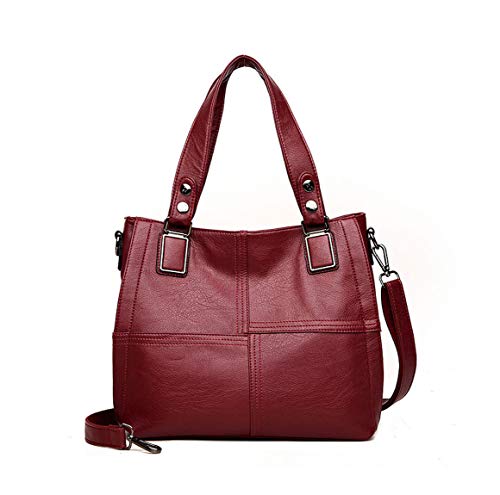 AINUOEY Damen Taschen Handtasche Frauen Elegant Tasche Henkeltasche Vintage PU-Leder 76618 1-teilig set Weinrot AINUOEY Damen Taschen Handtasche Frauen Elegant Tasche Henkeltasche Vintage PU-Leder 76618 1-teilig set Weinrot von AINUOEY