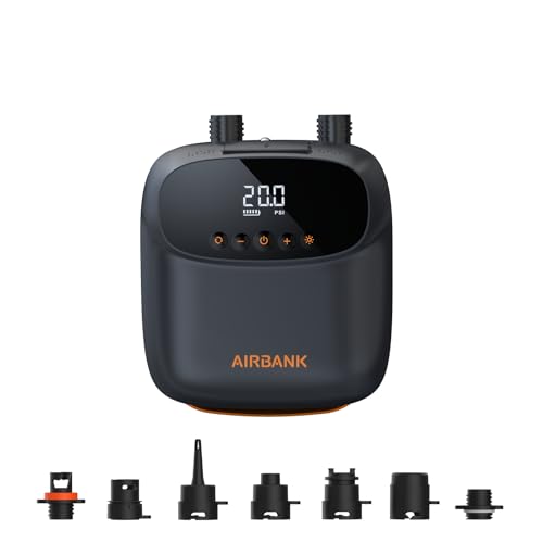 AIRBANK Elektrische Luftpumpe SUP Pumpe mit Akku Der Puffer Pro, Wiederaufladbare Dual Stage Auto Off Luftpumpe für Paddleboard, Wing Foil & Kite, Zelt, Matratze (Orange) AIRBANK Elektrische Luftpumpe SUP Pumpe mit Akku Der Puffer Pro, Wiederaufladbare Dual Stage Auto Off Luftpumpe für Paddleboard, Wing Foil & Kite, Zelt, Matratze (Orange) von AIRBANK