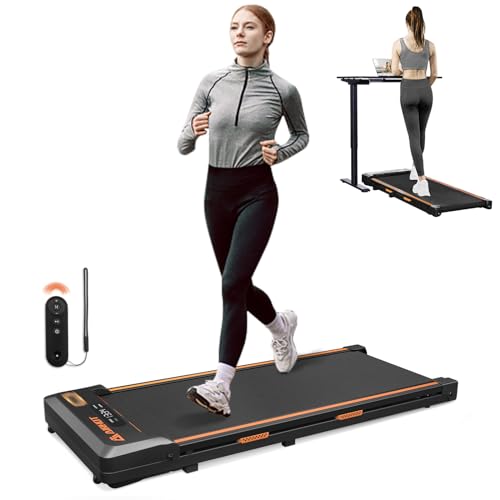 AIRHOT Untertisch-Laufband, 2-in-1-Walking-Pad zum Gehen und Joggen, tragbares Laufband mit Fernbedienungsband für Zuhause/Büro, geräuscharmes 2,5-PS-Tischlaufband mit LED-Anzeige (Schwarz) von AIRHOT