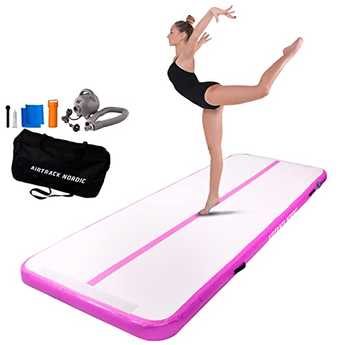 AirTrack Nordic Standard Airtrack Matte 3m - 8m mit Luftpumpe, Turnmatte Aufblasbar, Am Besten für Gymnastik, Yoga - Langlebig & Einfach zu Transportieren Matte Sport, Gymnastikmatte (3, rosa) von AIRTRACK NORDIC