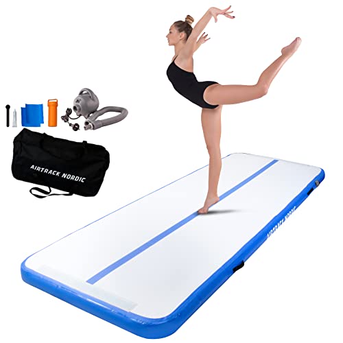 AirTrack Nordic Standard Airtrack Matte 3m - 8m mit Luftpumpe, Turnmatte Aufblasbar, Am Besten für Gymnastik, Yoga - Langlebig & Einfach zu Transportieren Matte Sport, Gymnastikmatte (4, blau) von AIRTRACK NORDIC