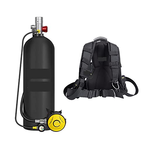 AIRYSSFU Tauchflaschen, 4 Liter X7000 Tauch- Und Schnorchelausrüstung, Atemschutzmaske, Kiemen-Sauerstoffflasche, Ersatz,Für Unterwasser-Atemtraining(Black Bottle with Silver Head—A) von AIRYSSFU