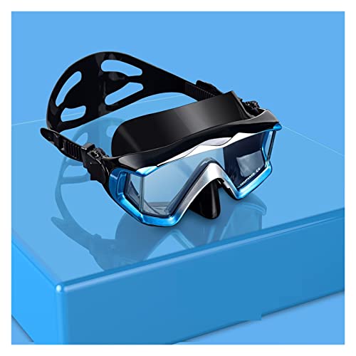 AIRYSSFU Tauchflaschen, Tauchmaske for Erwachsene, Panorama-Schnorchel-Tauchmaske Aus Gehärtetem Glas, Premium-Schwimmbrille Mit Nasenschutz for Schnorcheln,Für Unterwasser-Atemtraining(Silver Blue) von AIRYSSFU