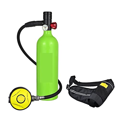 AIRYSSFU Tauchflaschen, Tragbare Sauerstoffflasche for Tauchen Mit 1 L Fassungsvermögen,Für Unterwasser-Atemtraining(Green) von AIRYSSFU