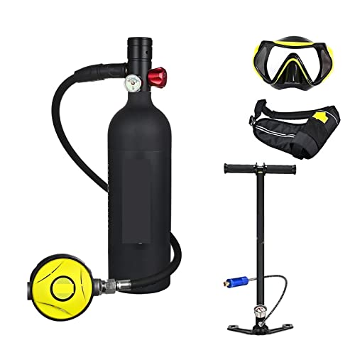 AIRYSSFU Tauchflaschen, Tragbare Sauerstoffflasche for Tauchen Mit 1 L Fassungsvermögen,Für Unterwasser-Atemtraining(Noir) von AIRYSSFU