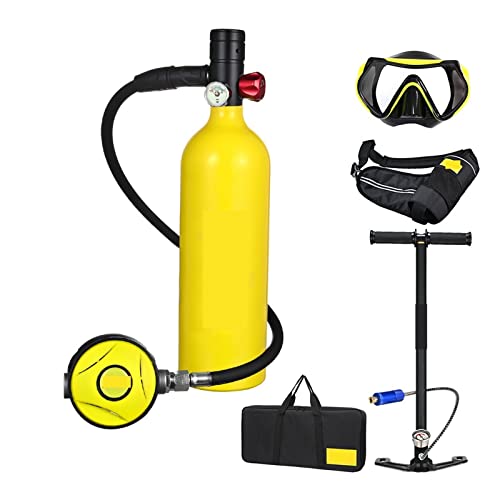 AIRYSSFU Tauchflaschen, Tragbare Sauerstoffflasche for Tauchen Mit 1 L Fassungsvermögen,Für Unterwasser-Atemtraining(Yellow) von AIRYSSFU