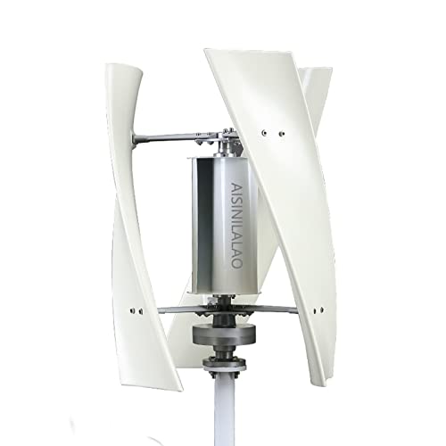 AISINILALAO Lärmarme Hauptvertikale Windenergie-Turbinen-Generator-Ausrüstung, 10000W 12V 24V 48V coreless niedrige Drehzahl-aufrechte Windmühle mit Prüfer (Farbe : Weiß),48v von AISINILALAO