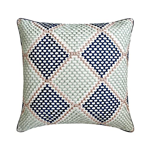 AISNXOQI The HomeCentric Blau 22"x22" (2er-Pack, 55x55 cm (22"x22") Kissenbezüge, Baumwollstickerei-Kissenbezüge für die Couch, Geometrisches Muster im zeitgenössischen Stil - Diamond von AISNXOQI