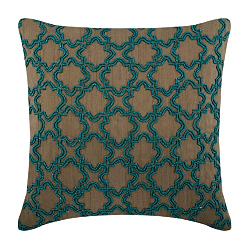 AISNXOQI The HomeCentric Dekorative Kissenbezüge, 2er-Pack, 60 x 60 cm (24" x 24"), Blau, Seiden-Kissenbezüge, Kissenbezüge, marokkanische Kissenbezüge, Moderne Kissenbezüge – Turquoise Chase von AISNXOQI