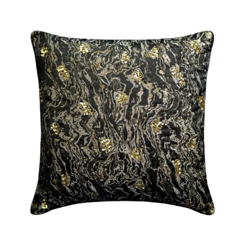 AISNXOQI The HomeCentric Dekorative Schwarze Kissenbezüge, 2er-Pack, 65 x 65 cm (26" x 26"), Jacquard-Kissenbezüge mit Folie und Pailletten, abstraktes Muster, moderner Stil – Galaxy Glow von AISNXOQI